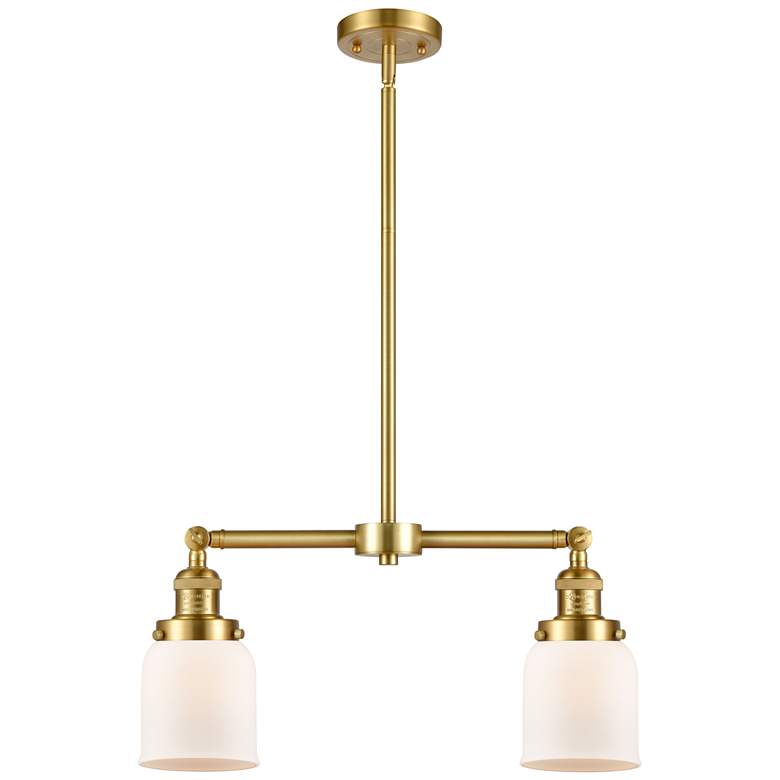 Image 1 Bell 21" Wide 2 Light Satin Gold Island Light w/ Matte White Shade