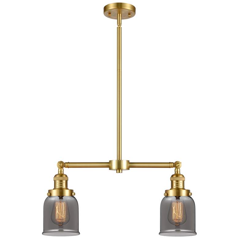 Image 1 Bell 21" Wide 2 Light Satin Gold Island Light w/ Plated Smoke Shade