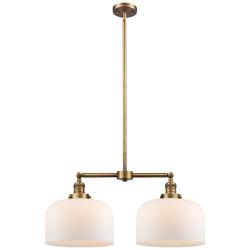 Bell 21" Wide Brushed Brass 2-Light Pendant w/ White Glass