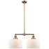 Bell 21" Wide Brushed Brass 2-Light Pendant w/ White Glass