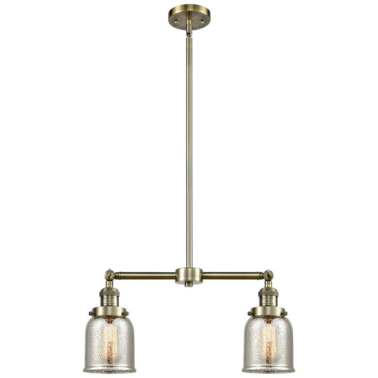 Image 1 Bell 21"W 2 Light Antique Brass Island Light w/ Silver Plated Mercury