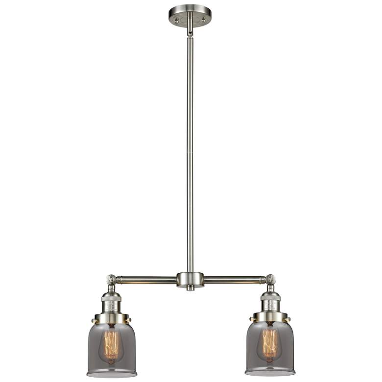 Image 1 Bell 21"W 2 Light Brushed Satin Nickel Island Light w/ Plated Smoke Sh