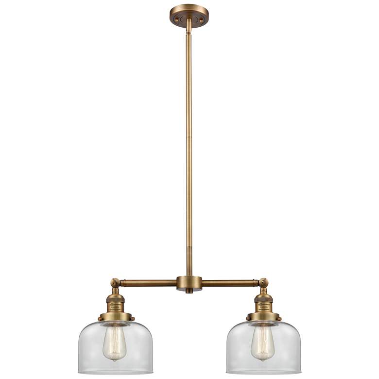 Image 1 Bell 21"W Brushed Brass 2-Light Pendant with Clear Glass