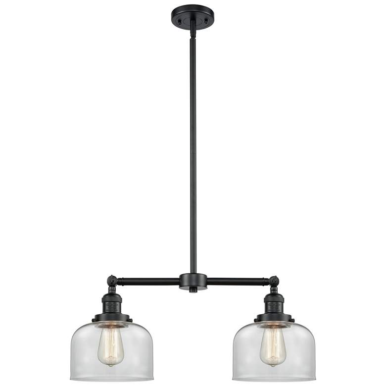 Image 1 Bell 22"W Bronze 2-Light LED Island Pendant w/ Clear Glass