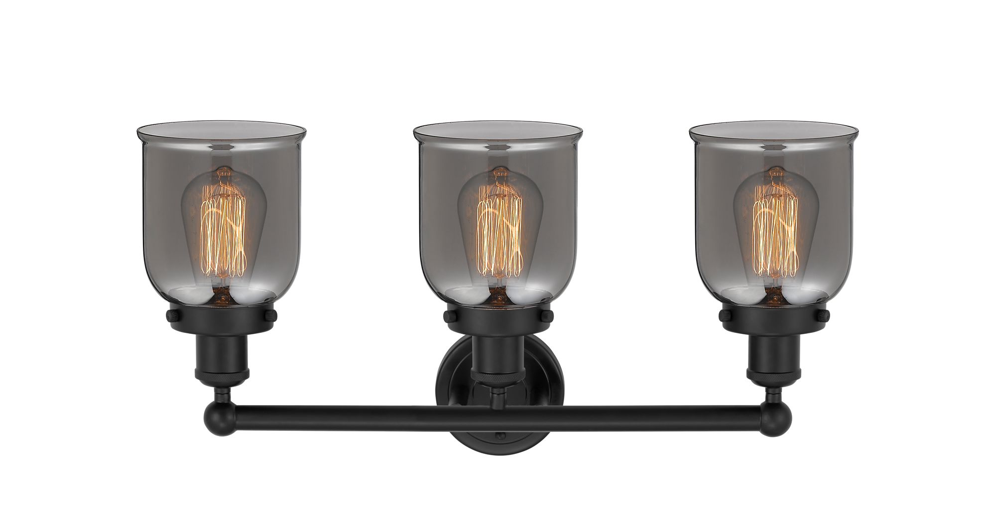 Image 2 Bell 23" Wide Matte Black 3-Light Bath Light w/ Smoke Glass more views