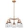 Bell 23"W 5 Light Antique Copper Stem Hung Chandelier w/ Clear Glass S
