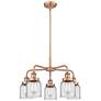 Bell 23"W 5 Light Antique Copper Stem Hung Chandelier w/ Clear Glass S