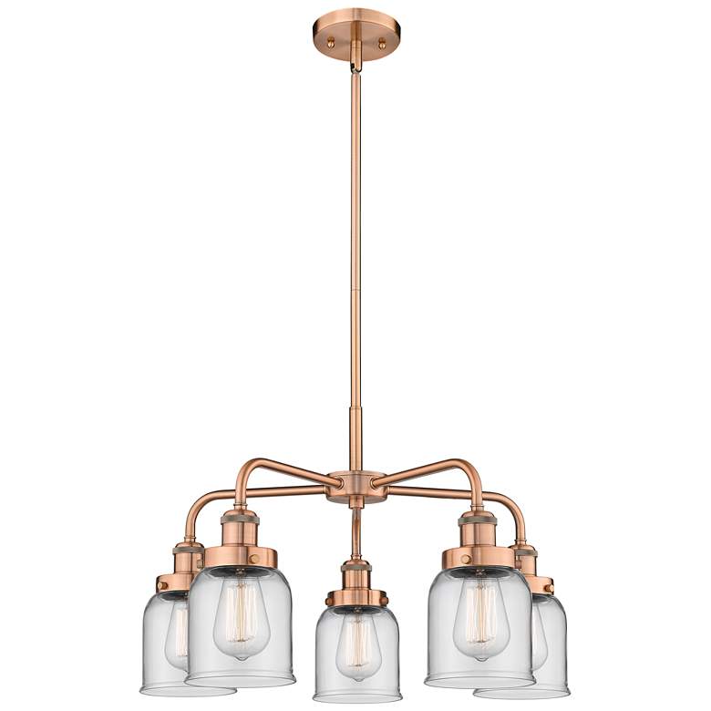 Image 1 Bell 23"W 5 Light Antique Copper Stem Hung Chandelier w/ Clear Glass S
