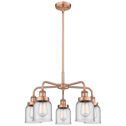 Bell 23&quot;W 5 Light Antique Copper Stem Hung Chandelier w/ Clear Glass S