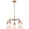 Bell 23"W 5 Light Antique Copper Stem Hung Chandelier w/ White Shade