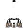 Bell 23"W 5 Light Matte Black Stem Hung Chandelier w/ Smoke Glass Shad