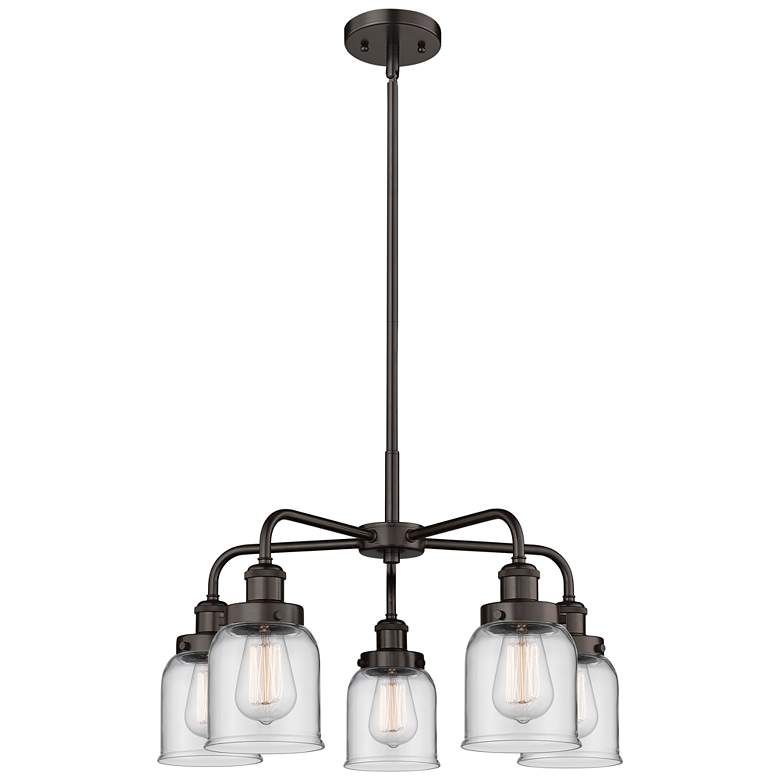 Image 1 Bell 23 inchW 5 Light Oil Rubbed Bronze Stem Hung Chandelier w/ Clear Shad