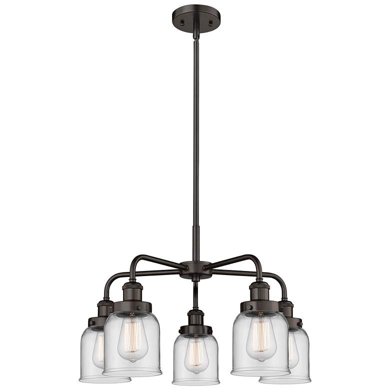 Image 1 Bell 23"W 5 Light Oil Rubbed Bronze Stem Hung Chandelier w/ Clear Shad