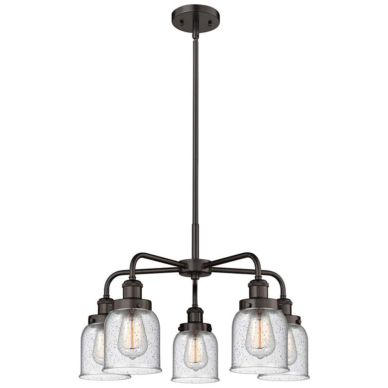 Image 1 Bell 23"W 5 Light Oil Rubbed Bronze Stem Hung Chandelier w/ Seedy Shad