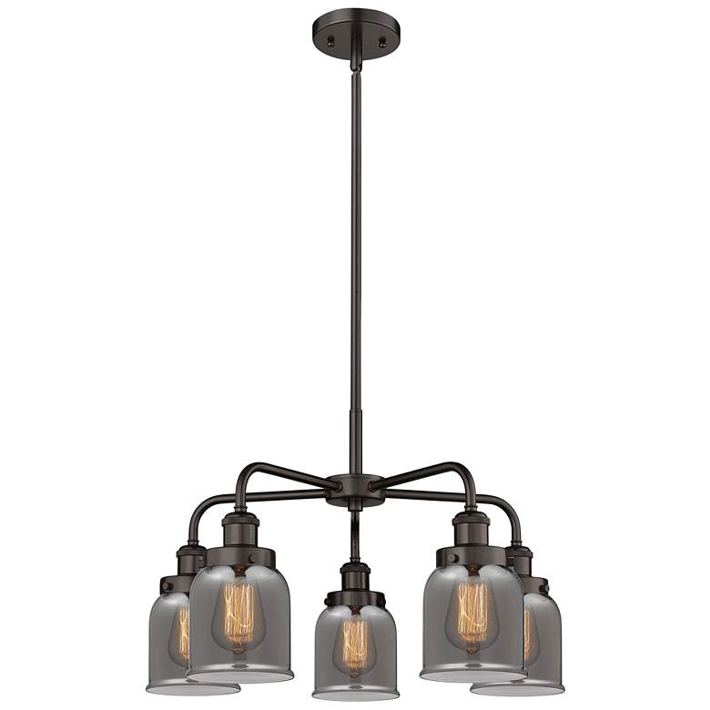 Image 1 Bell 23"W 5 Light Oil Rubbed Bronze Stem Hung Chandelier w/ Smoke Shad