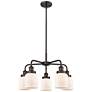 Bell 23"W 5 Light Oil Rubbed Bronze Stem Hung Chandelier w/ White Shad