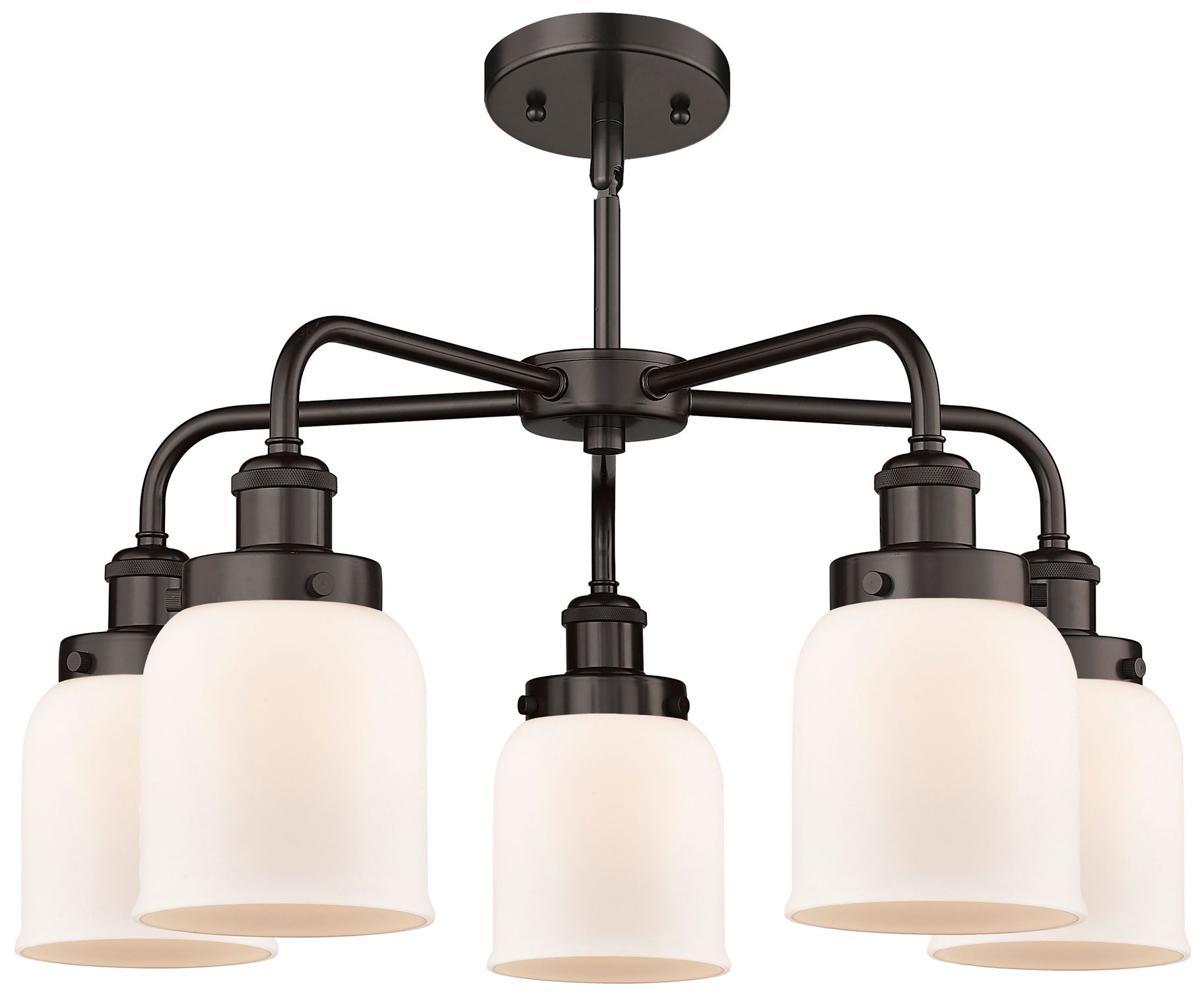 Image 2 Bell 23"W 5 Light Oil Rubbed Bronze Stem Hung Chandelier w/ White Shad more views