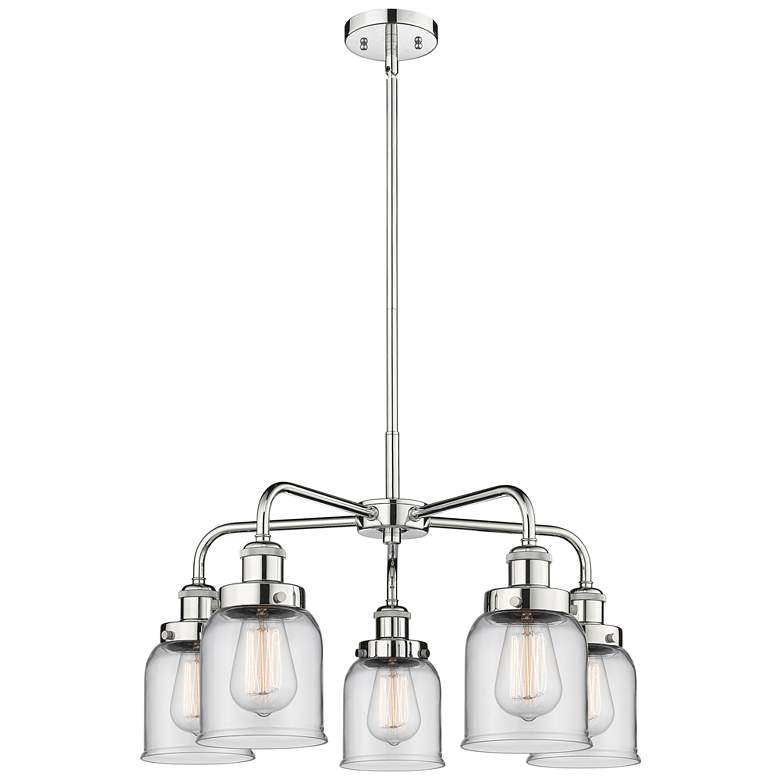 Image 1 Bell 23 inchW 5 Light Polished Chrome Stem Hung Chandelier w/ Clear Glass 