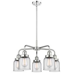 Bell 23&quot;W 5 Light Polished Chrome Stem Hung Chandelier w/ Clear Glass