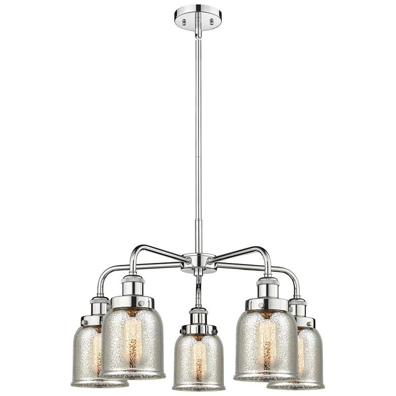 Image 1 Bell 23"W 5 Light Polished Chrome Stem Hung Chandelier w/ Mercury Shad