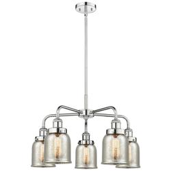 Bell 23&quot;W 5 Light Polished Chrome Stem Hung Chandelier w/ Mercury Shad