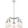 Bell 23"W 5 Light Polished Chrome Stem Hung Chandelier w/ White Shade