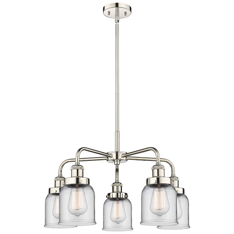 Image 1 Bell 23"W 5 Light Polished Nickel Stem Hung Chandelier w/ Clear Glass