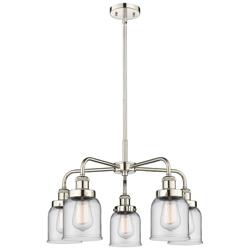 Bell 23&quot;W 5 Light Polished Nickel Stem Hung Chandelier w/ Clear Glass