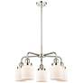 Bell 23"W 5 Light Polished Nickel Stem Hung Chandelier w/ White Shade