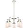Bell 23"W 5 Light Polished Nickel Stem Hung Chandelier w/ White Shade
