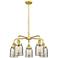 Bell 23"W 5 Light Satin Gold Stem Hung Chandelier w/ Mercury Glass Sha