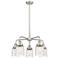 Bell 23"W 5 Light Satin Nickel Stem Hung Chandelier w/ Deco Swirl Shad