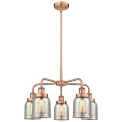 Bell 23"W Antique Copper 5-Light Chandelier w/ Mercury Glass