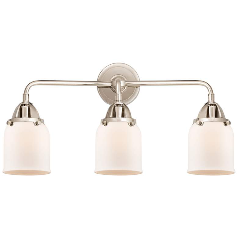 Image 1 Bell 23"W Polished Nickel 3-Light Bath Light w/ White Shade