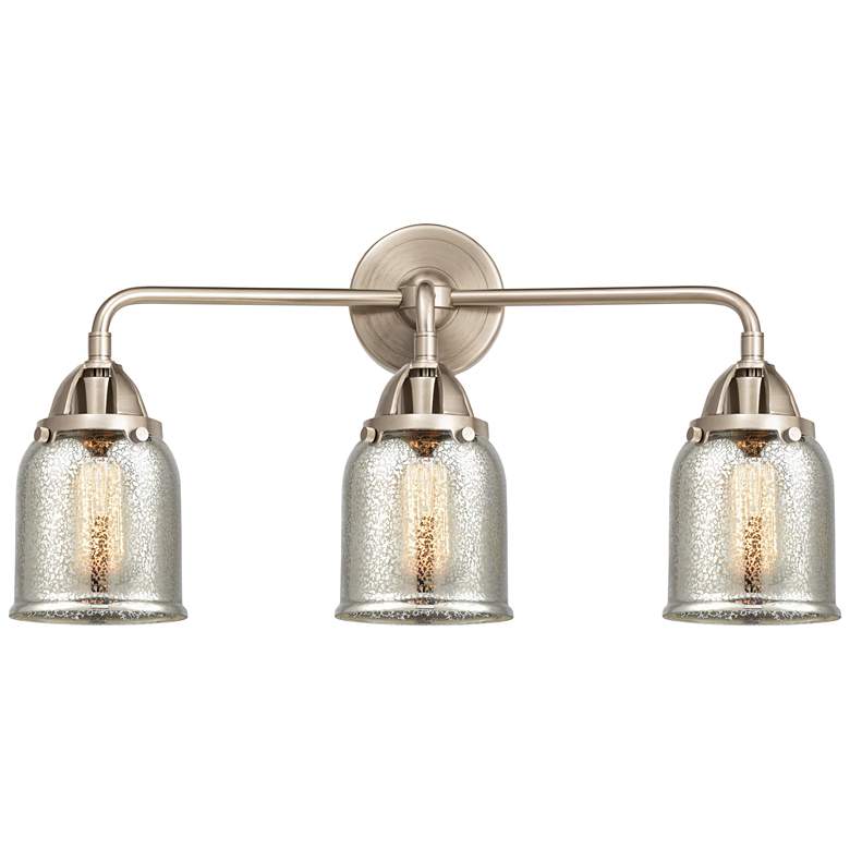 Image 1 Bell 23"W Satin Nickel 3-Light Bath Light w/ Mercury Glass