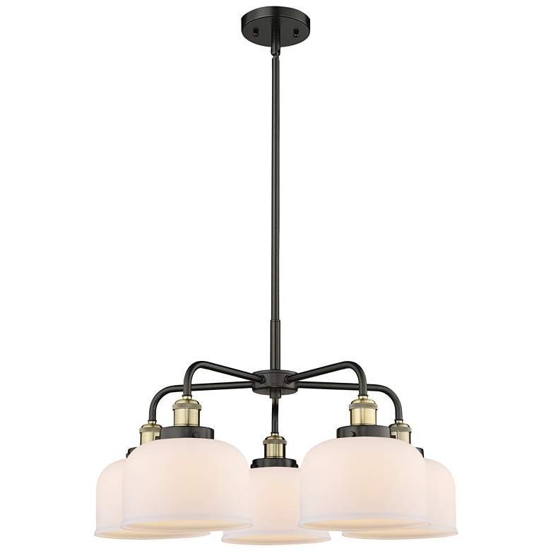 Image 1 Bell 26 1/4" Wide Black Antique Brass 5-Light Chandelier