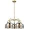 Bell 26"W 5 Light Antique Brass Stem Hung Chandelier w/ Mercury Glass