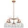 Bell 26"W 5 Light Antique Copper Stem Hung Chandelier w/ Clear Glass S
