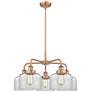 Bell 26"W 5 Light Antique Copper Stem Hung Chandelier w/ Clear Glass S