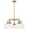 Bell 26"W 5 Light Antique Copper Stem Hung Chandelier w/ Deco Swirl Sh