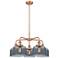 Bell 26"W 5 Light Antique Copper Stem Hung Chandelier w/ Smoke Glass S