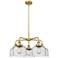 Bell 26"W 5 Light Brushed Brass Stem Hung Chandelier With Seedy Glass