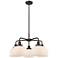 Bell 26"W 5 Light Oil Rubbed Bronze Stem Hung Chandelier w/ White Shad