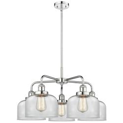 Bell 26&quot;W 5 Light Polished Chrome Stem Hung Chandelier w/ Clear Glass