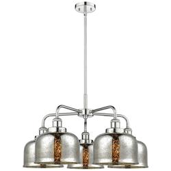 Bell 26&quot;W 5 Light Polished Chrome Stem Hung Chandelier w/ Mercury Shad