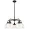 Bell 26"W 5 Light Rubbed Bronze Stem Hung Chandelier w/ Deco Swirl Sha