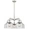 Bell 26"W 5 Light Satin Nickel Stem Hung Chandelier With Seedy Glass S