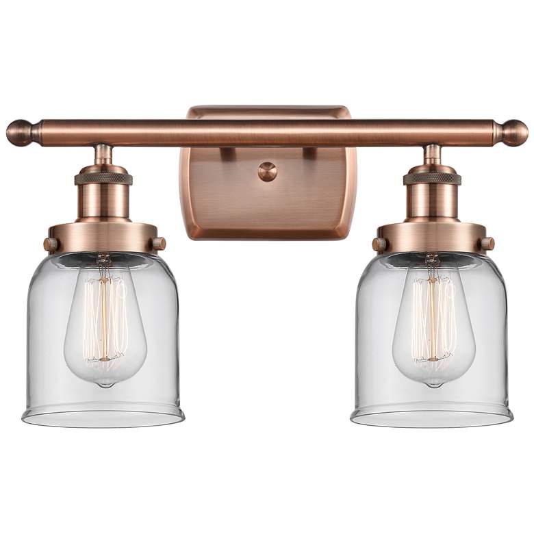 Image 1 Bell 26"W Antique Copper 2-Light Wall Sconce w/ Clear Glass