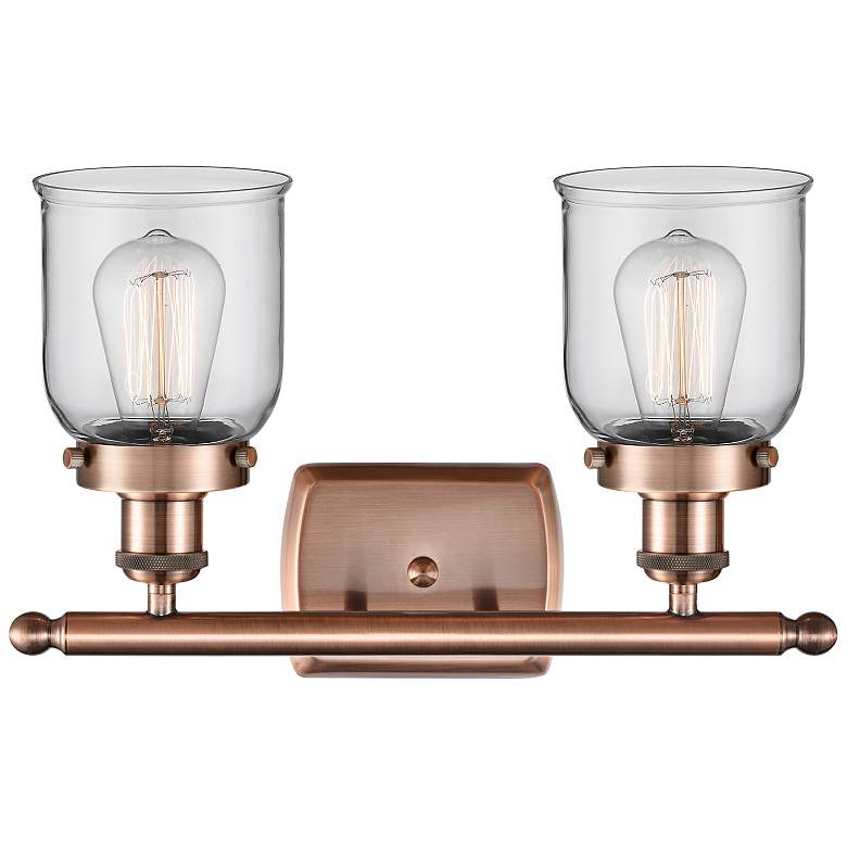 Image 2 Bell 26"W Antique Copper 2-Light Wall Sconce w/ Clear Glass more views
