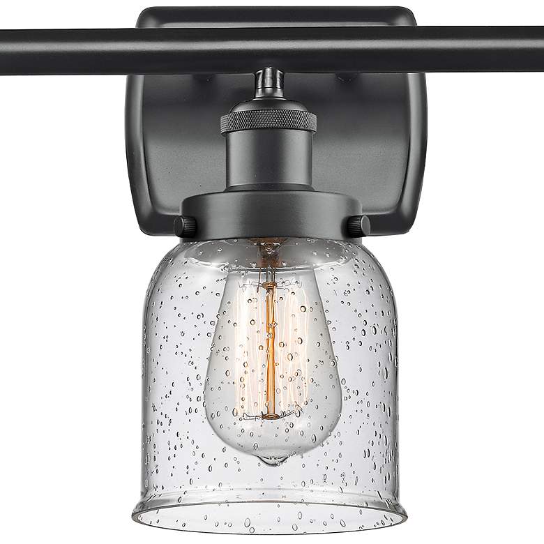 Image 2 Bell 26"W Matte Black 3-Light LED Bath Light w/ Seedy Glass more views